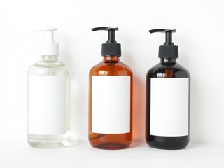 Three liquid dispensers on white background