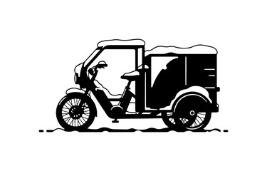 Illustrated E-Cargo Bike with Covered Cargo Area