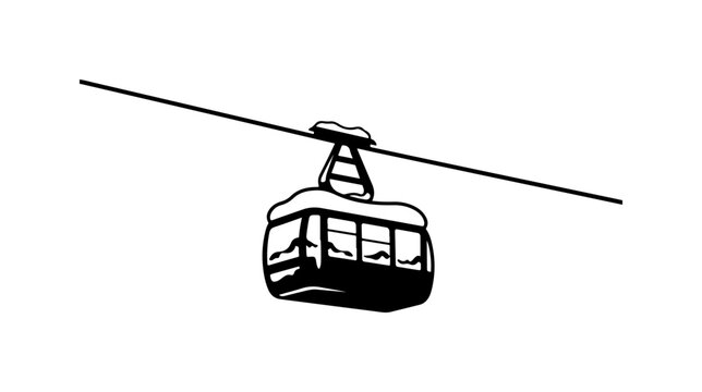 Illustrated Cable Car in Motion