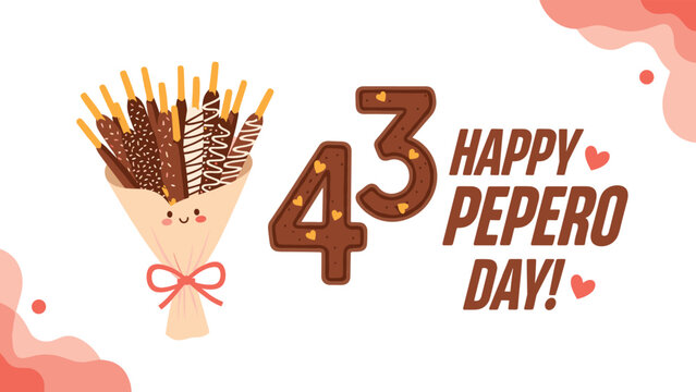 Bouquet of assorted chocolate dipped biscuit sticks is presented in a paper wrap to celebrate Happy Pepero Day with sweet treats.