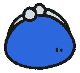 青いがま口財布の手描きイラスト
