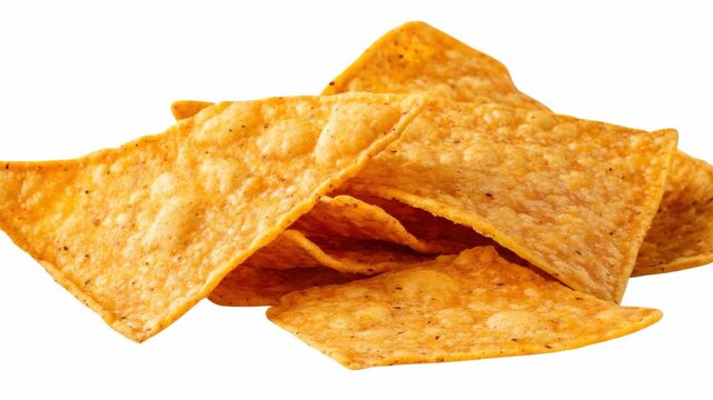 The shows a pile of delicious nacho chips with their golden-brown color and light green seasoning. They are arranged in an appetizing manner, inviting viewers to take a bite.