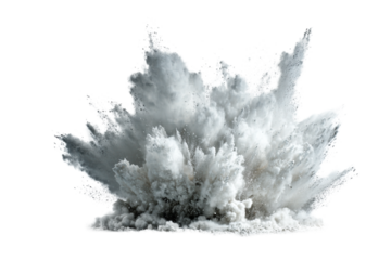 A large cloud of white smoke exploding upwards isolated on transparent background transparent background