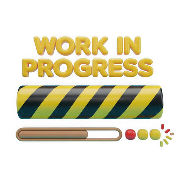 3d rendered work in progress sign with caution tape