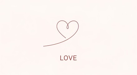  Minimalist continuous line drawing of a heart with "LOVE" text on light background