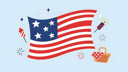 Obraz premium Celebrating american independence with patriotic symbols