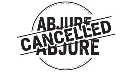 Fototapeta premium Circular cancelled stamp graphic with bold slanted text overlay forming a round badge design.