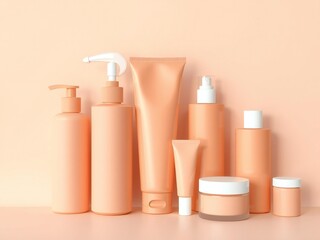 Collection of orange cosmetic products