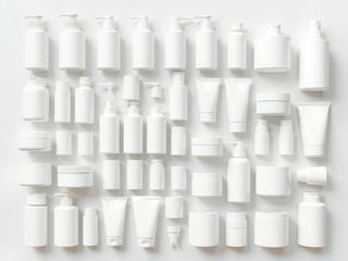 Collection of white cosmetic containers