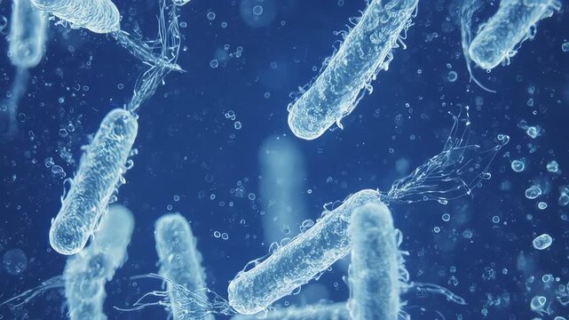 Diverse Bacterial Population Interacting (1000x Microscopic)