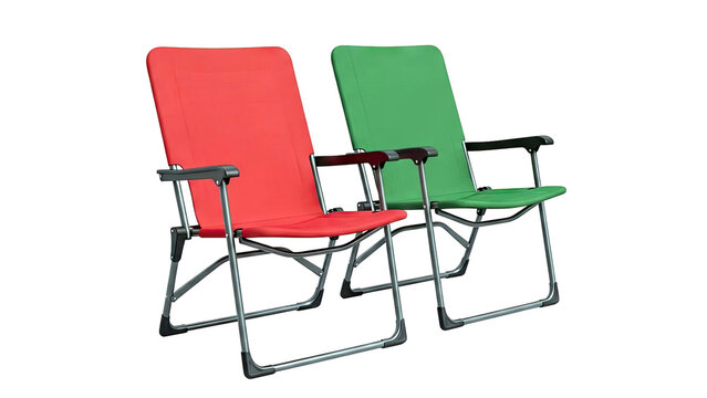 Two Folding Camping Chairs: Red and Green