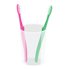 Toothbrushes in plastic holder