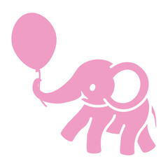 Cute Baby Elephant Silhouette Drawing Sweet Kawaii Animal for Kids. Baby Shower Girl. Elephant Safari Animal.