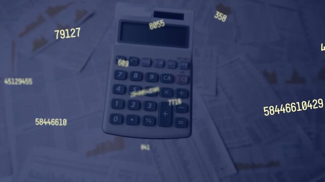 Animation of numbers floating over vintage calculator