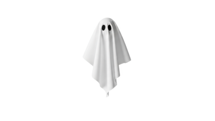 A white ghost with black eyes on a transparent background