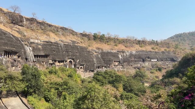 Ajanta Caves rock-cut Buddhist temple complex on the Deccan Plateau in Maharashtra, India.
