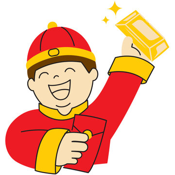 rich man with Aungpao and gold