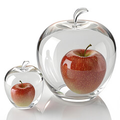 A red apple and a glass of water