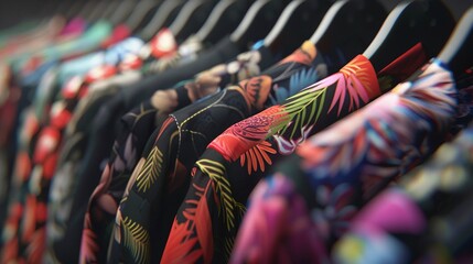 A photo of a stack of printed dresses