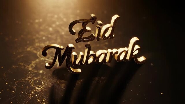 eid mubarak 3d typography golden accent 