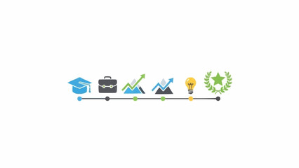 Education icons arranged on a timeline.
