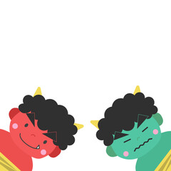 節分素材　鬼　フレーム背景素材　スクエア型 2