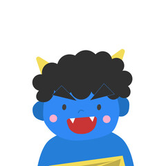 節分、鬼、アイコン、シンプル、人物、鬼のパンツ、2月、牙、2月3日、かわいい、おしゃれ、手書き、赤鬼、手描き、節分の日、節分祭、オニ、ツノ、虎柄、赤、イラスト、子供、キャラクター、笑顔、可愛い、ベクター