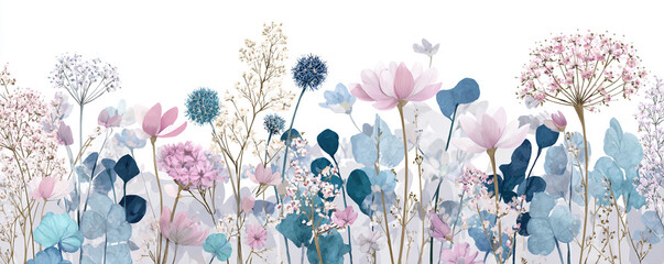 Whimsical folk botanical illustration with soft Easter pastels 32k ultra HD