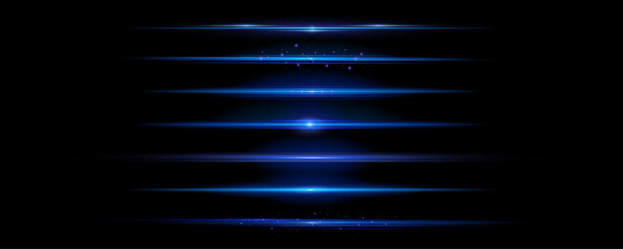 Bright blue laser stripe with radiant glow and shimmer. Straight neon beam creates a modern futuristic accent. Perfect for tech visuals, banners, and digital overlays.