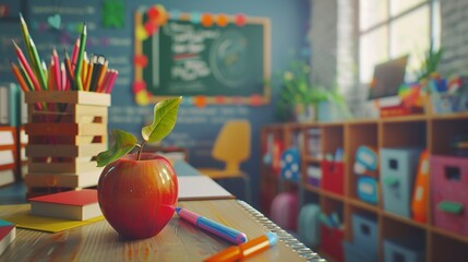 A photo of a stationary set and a lesson plan document.