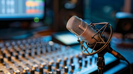 A photo of a streaming microphone on a desk
