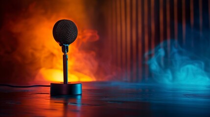 A photo of a streaming microphone on a desk