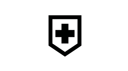 Obraz premium A black and white emblem, a cross in a shield shape, simple and minimalistic design