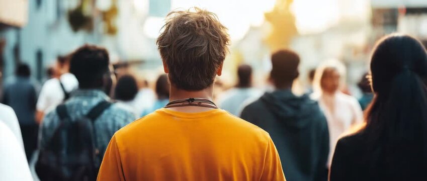 A group of young adults standing together on an urban street, friendship, diversity, social connection 