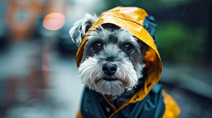 A photo of a stylish dog raincoat hanging.
