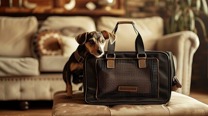 A photo of a stylish pet carrier bag.
