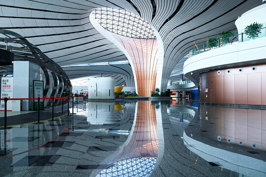 BEIJING - NOV: Interior of the Beijing Daxing International Airport by Zaha Hadid Architects on November 25.2025 in China