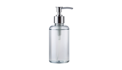 Clear Pump Bottle Dispenser for Soap or Sanitizer Isolated on Transparent Background