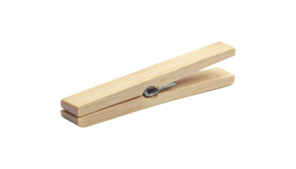 Single Wooden Clothespin Peg Isolated on Transparent Background