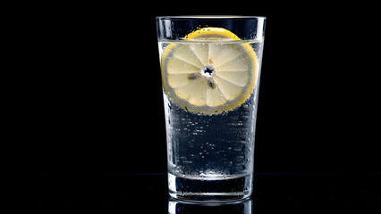A refreshing glass of water with a slice of lemon