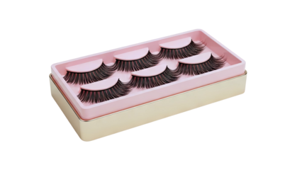 Set of False Eyelashes in Pink and Gold Case