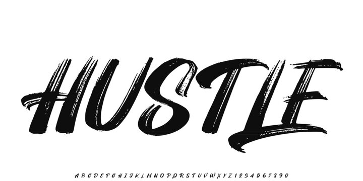 Brush vector font with texture. Creative hand drawn uppercase. Classic lettering fashion designs Typography script decorative vintage concept vector illustration