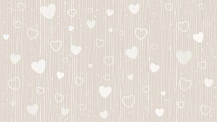 Seamless pattern with scattered hearts in beige and pastel tones. Perfect Valentine's Day background for baby cards, cute kids' prints, or sweet romantic wallpaper design