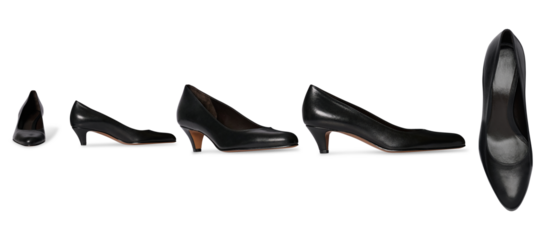 Set of Women Stylish black high heel stiletto shoe , This fashion-forward women’s footwear features a pointed toe and short-thin heel all side view