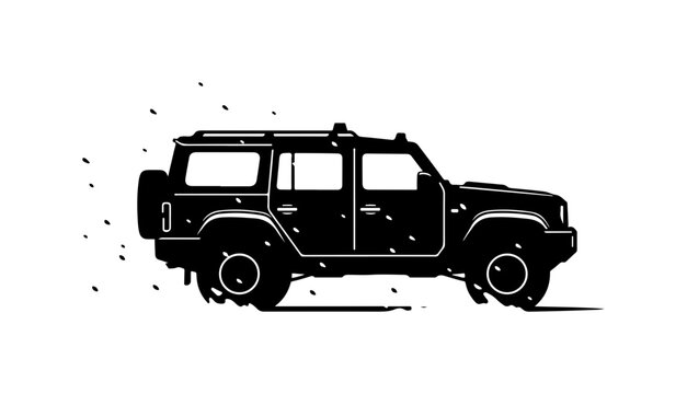 Black SUV, off-road vehicle, jeep silhouette, vector car icon