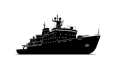 Fototapeta premium Black silhouette ship, vessel, boat, nautical icon, vector graphic