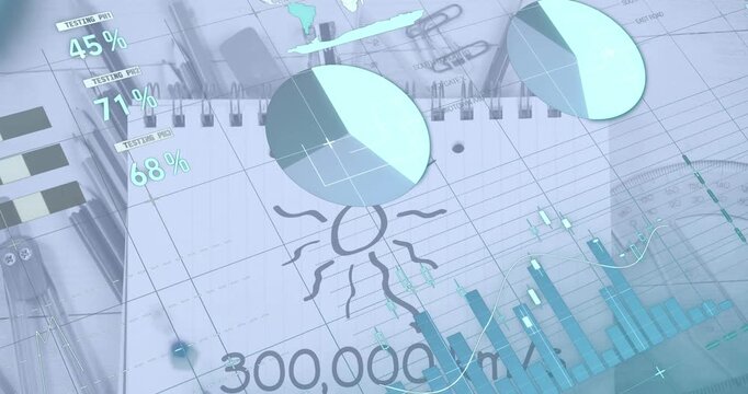 Animation of data processing over school equipment