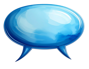 Blue speech bubble isolated on white background