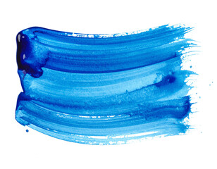 Blue Watercolor Brush Stroke Isolated on White Background