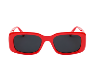Red sunglasses with black lenses isolated on transparent background